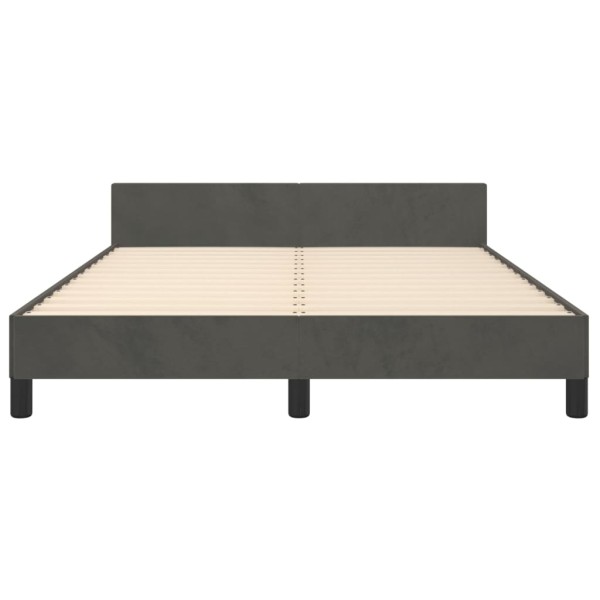 Estructura cama con cabecero terciopelo gris oscuro 140x190 cm