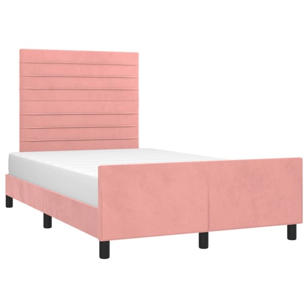 Estructura de cama con cabecero de terciopelo rosa 120x200 cm