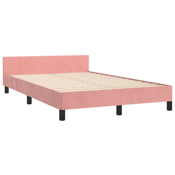 Estructura de cama con cabecero de terciopelo rosa 120x200 cm