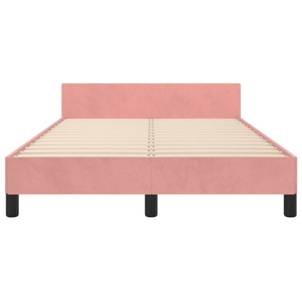 Estructura de cama con cabecero de terciopelo rosa 120x200 cm