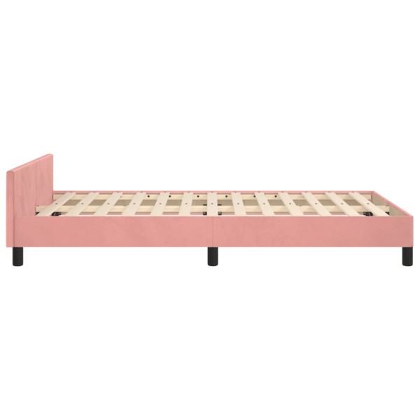 Estructura de cama con cabecero de terciopelo rosa 120x200 cm