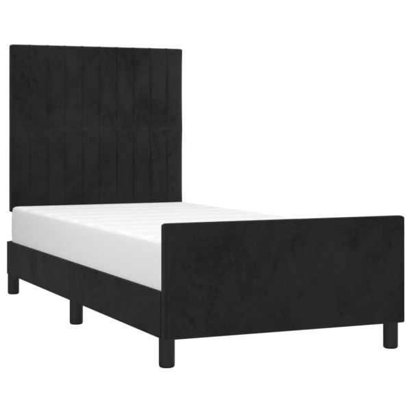 Estructura de cama con cabecero de terciopelo negro 80x200 cm