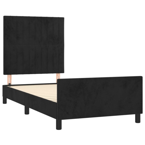 Estructura de cama con cabecero de terciopelo negro 80x200 cm