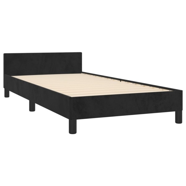 Estructura de cama con cabecero de terciopelo negro 80x200 cm