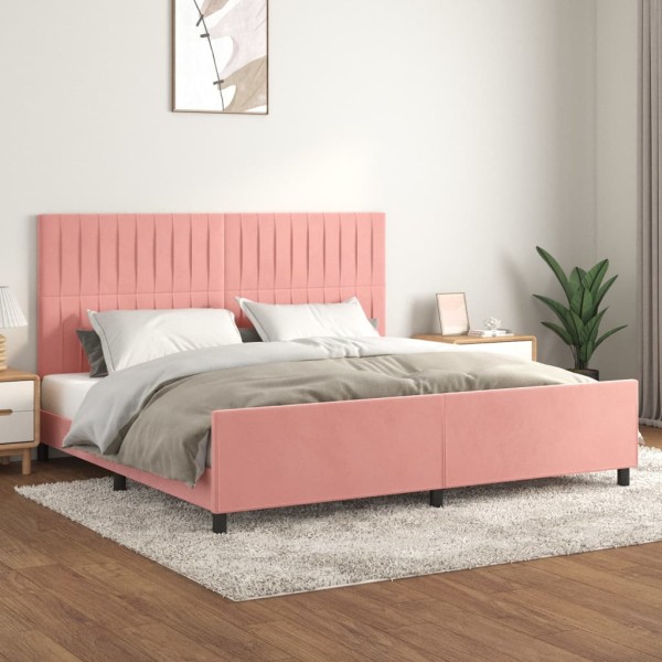 Estructura de cama con cabecero de terciopelo rosa 200x200 cm