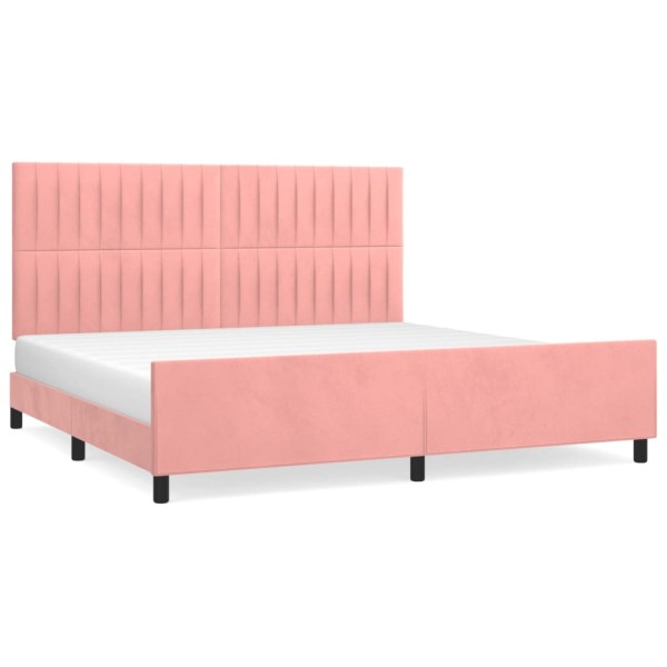 Estructura de cama con cabecero de terciopelo rosa 200x200 cm