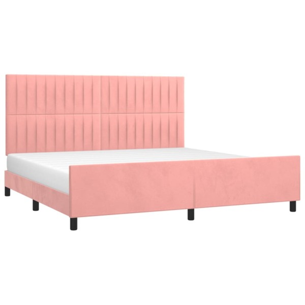 Estructura de cama con cabecero de terciopelo rosa 200x200 cm