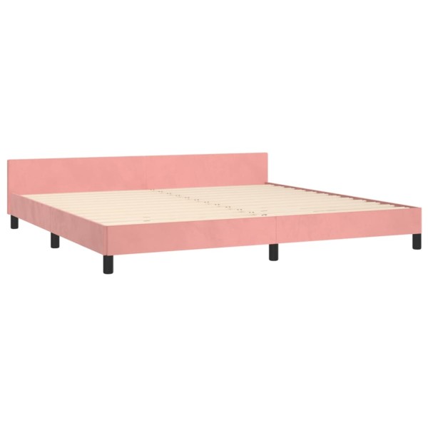 Estructura de cama con cabecero de terciopelo rosa 200x200 cm