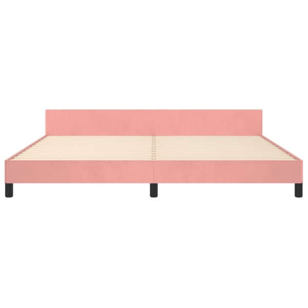 Estructura de cama con cabecero de terciopelo rosa 200x200 cm