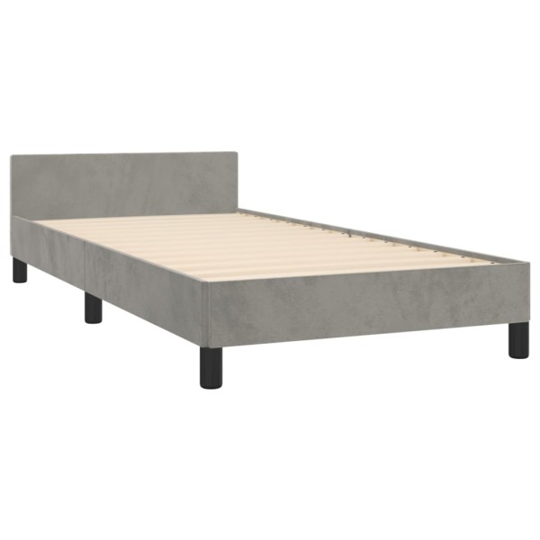 Estructura de cama con cabecero terciopelo gris claro 90x200 cm