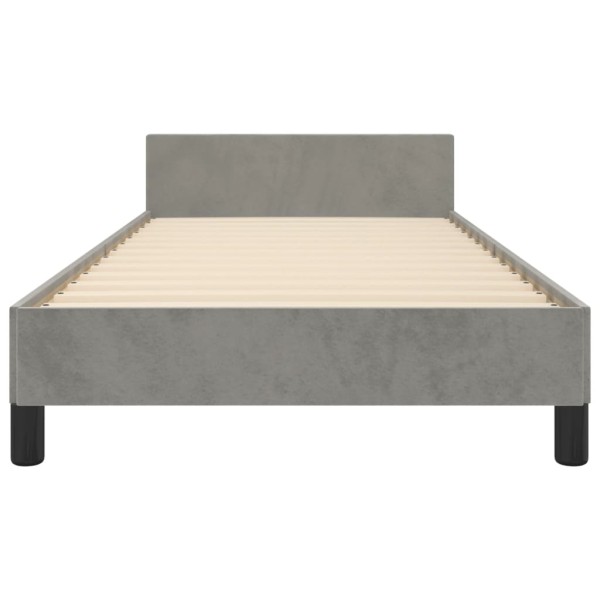 Estructura de cama con cabecero terciopelo gris claro 90x200 cm