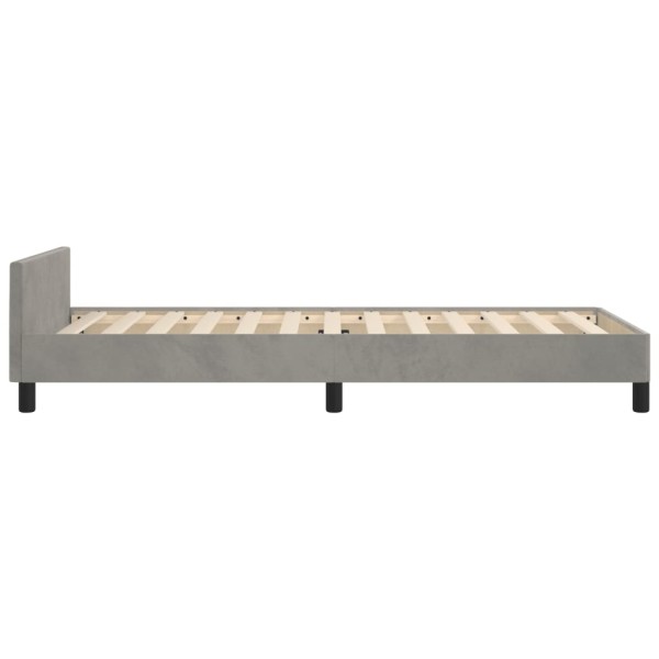 Estructura de cama con cabecero terciopelo gris claro 90x200 cm