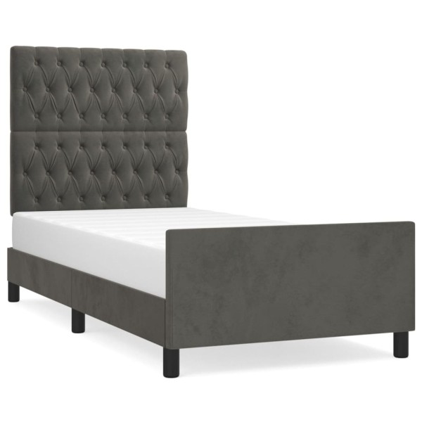 Estructura cama con cabecero terciopelo gris oscuro 100x200 cm