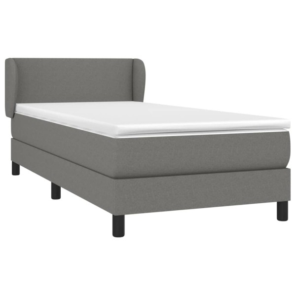 Cama box spring con colchón tela gris oscuro 80x200 cm