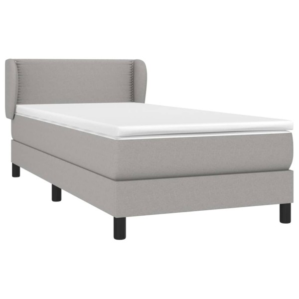 Cama box spring con colchón tela gris claro 80x200 cm