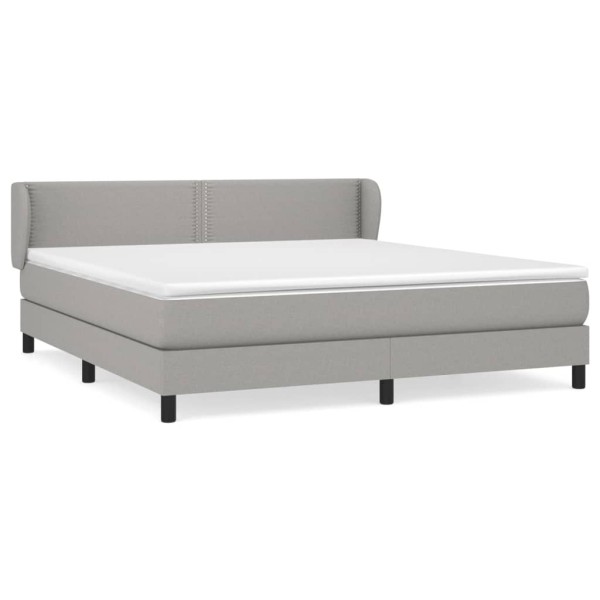 Cama box spring con colchón tela gris claro 180x200 cm