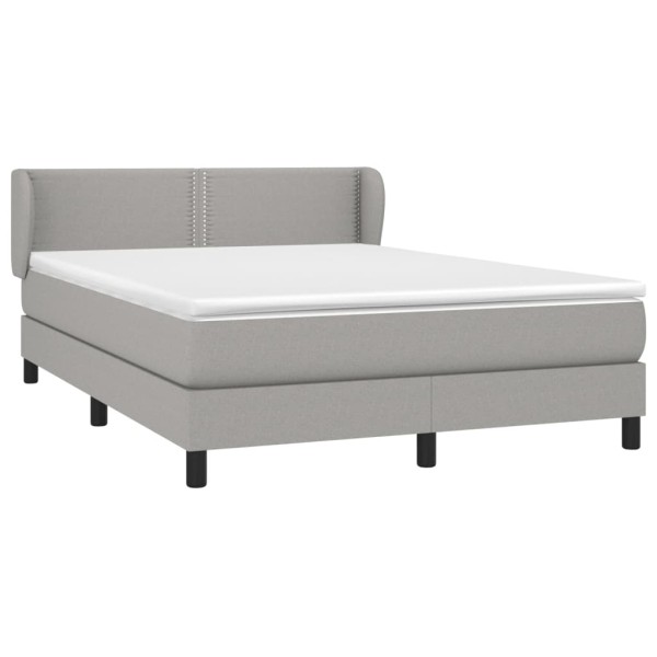 Cama box spring con colchón tela gris claro 140x190 cm