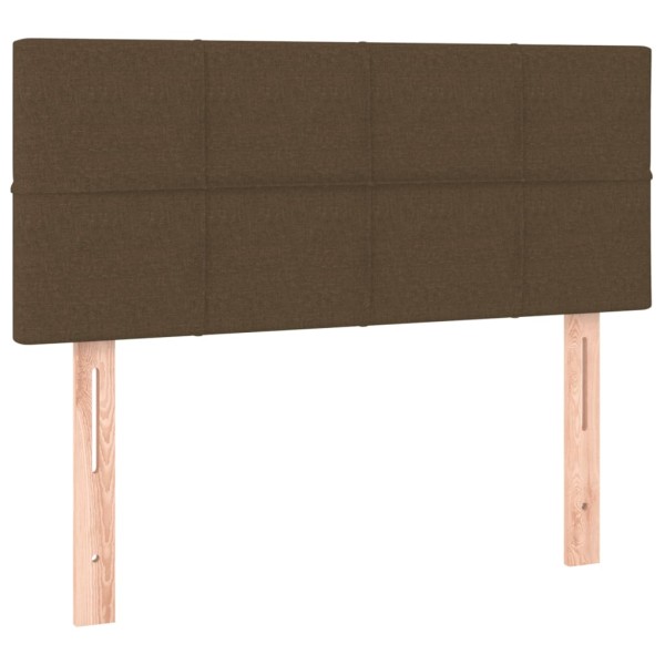 Cama box spring con colchón tela marrón oscuro 100x200 cm