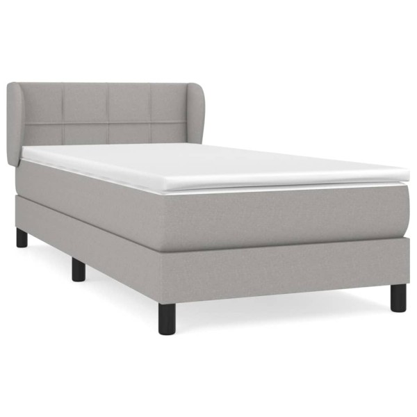 Cama box spring con colchón tela gris claro 90x190 cm