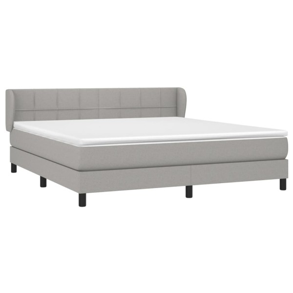 Cama box spring con colchón tela gris claro 160x200 cm