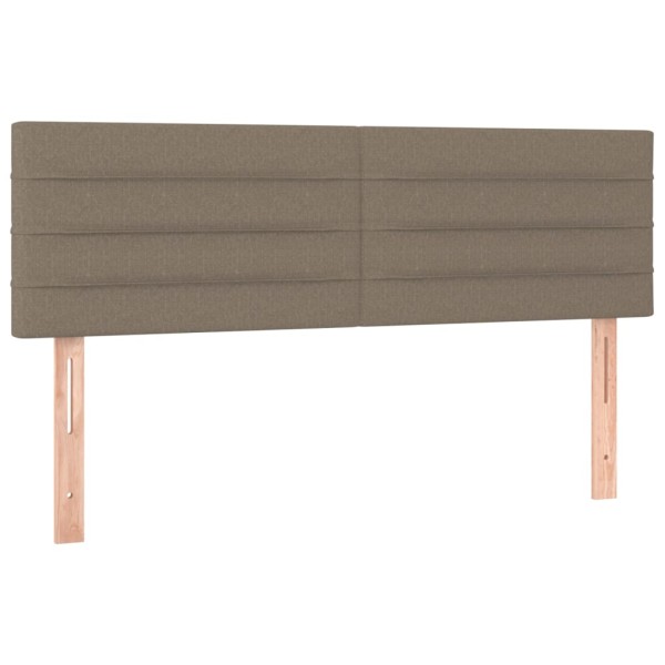 Cama box spring con colchón tela gris taupe 140x190 cm