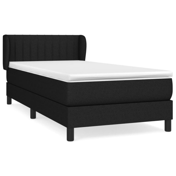 Cama box spring con colchón tela negro 90x200 cm