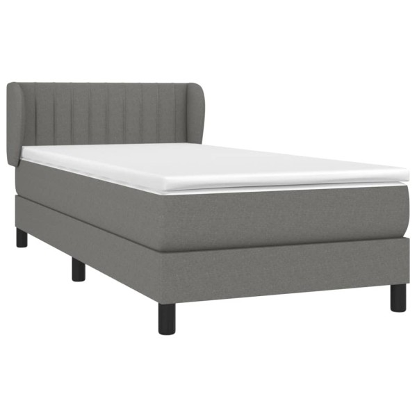 Cama box spring con colchón tela gris oscuro 100x200 cm