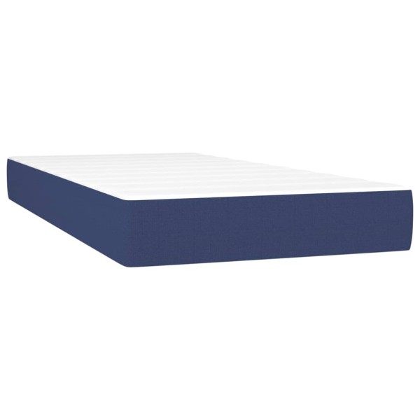 Cama box spring con colchón tela azul 80x200 cm