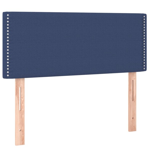 Cama box spring con colchón tela azul 90x190 cm