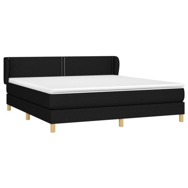 Cama box spring con colchón tela negro 160x200 cm