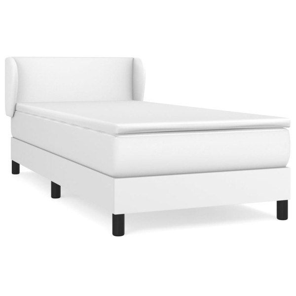 Cama box spring con colchón cuero sintético blanco 80x200 cm