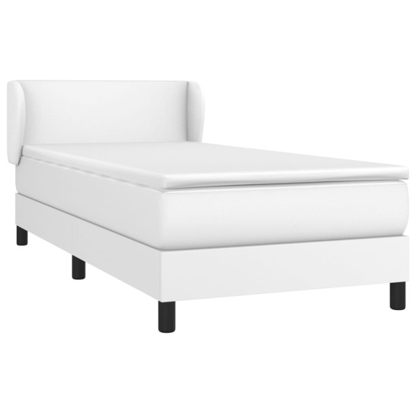 Cama box spring con colchón cuero sintético blanco 80x200 cm