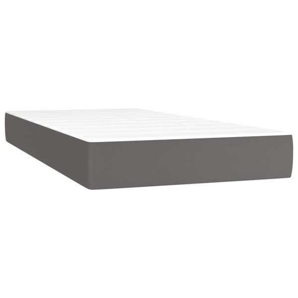 Cama box spring con colchón cuero sintético gris 100x200 cm