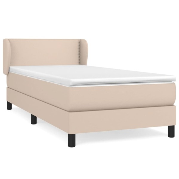 Cama box spring con colchón cuero sintético capuchino 80x200 cm