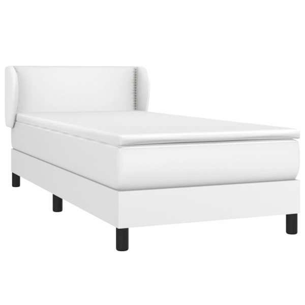 Cama box spring con colchón cuero sintético blanco 100x200 cm