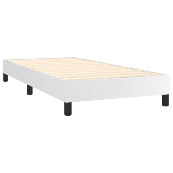 Cama box spring con colchón cuero sintético blanco 100x200 cm