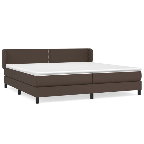 Cama box spring con colchón cuero sintético marrón 200x200 cm