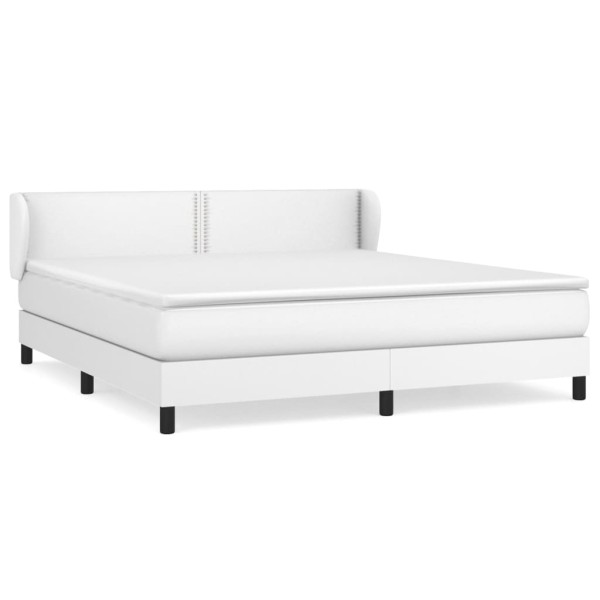 Cama box spring con colchón cuero sintético blanco 160x200 cm