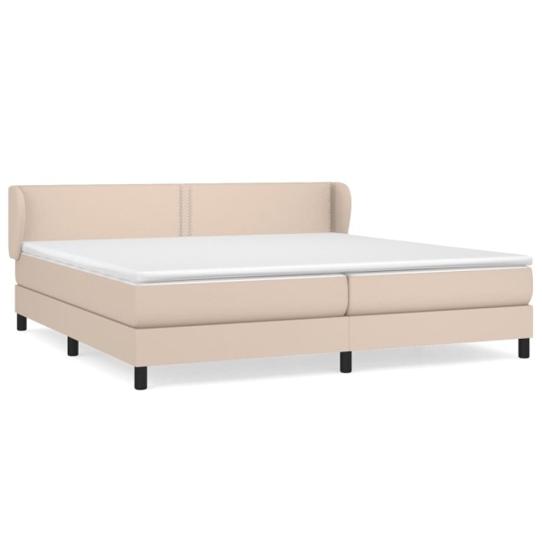 Cama box spring con colchón cuero sintético capuchino 200x200cm