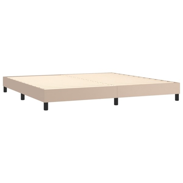 Cama box spring con colchón cuero sintético capuchino 200x200cm