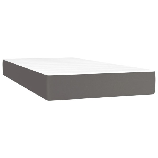 Cama box spring con colchón cuero sintético gris 80x200 cm