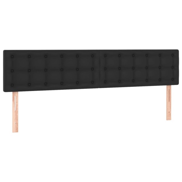 Cama box spring con colchón cuero sintético negro 200x200 cm