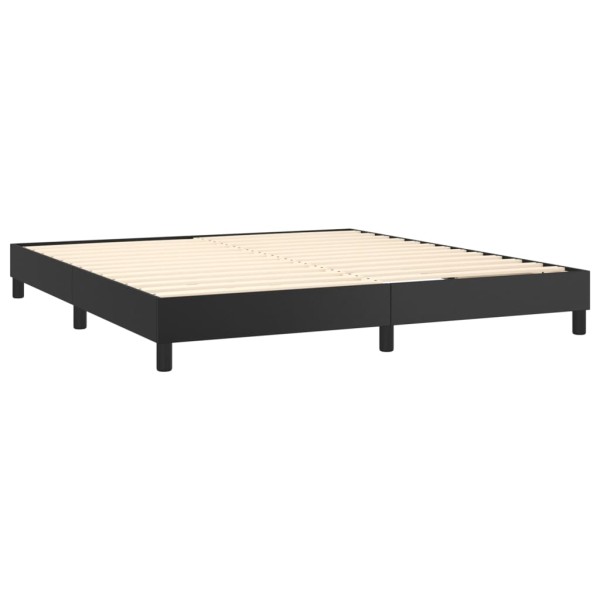 Cama box spring con colchón cuero sintético negro 160x200 cm