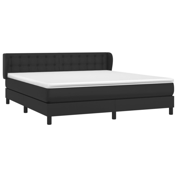 Cama box spring con colchón cuero sintético negro 180x200 cm