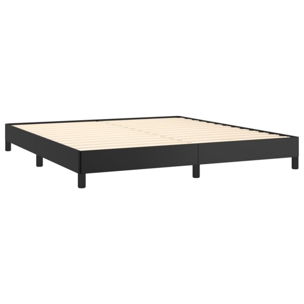 Cama box spring con colchón cuero sintético negro 180x200 cm