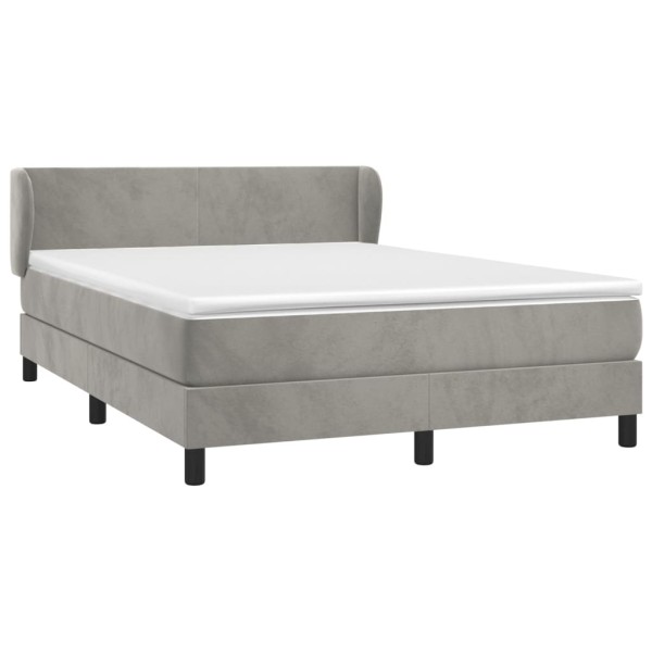 Cama box spring con colchón terciopelo gris claro 140x200 cm