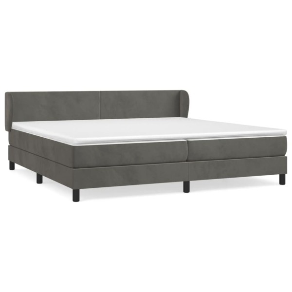 Cama box spring con colchón terciopelo gris oscuro 200x200 cm