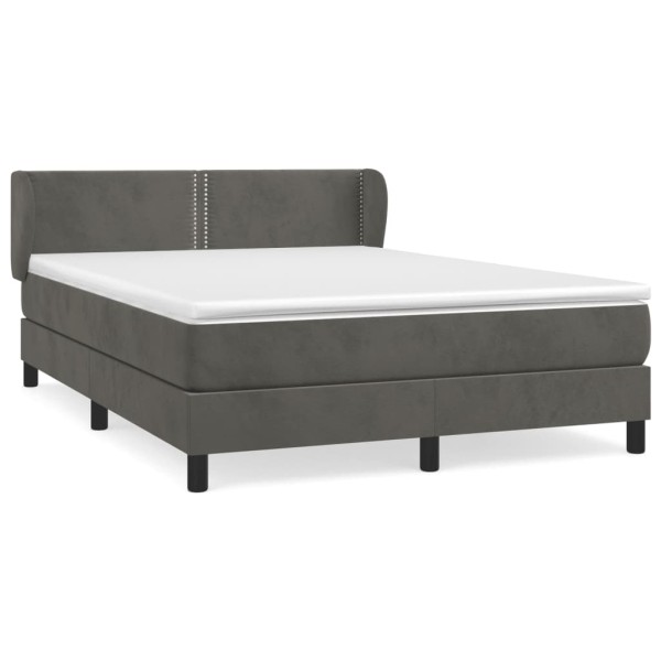 Cama box spring con colchón terciopelo gris oscuro 140x190 cm