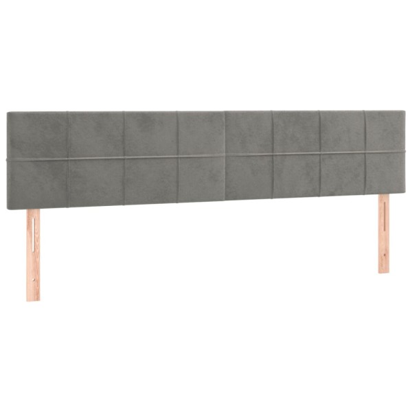 Cama box spring con colchón terciopelo gris claro 180x200 cm