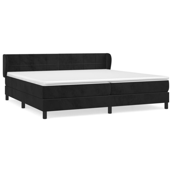 Cama box spring con colchón terciopelo negro 200x200 cm